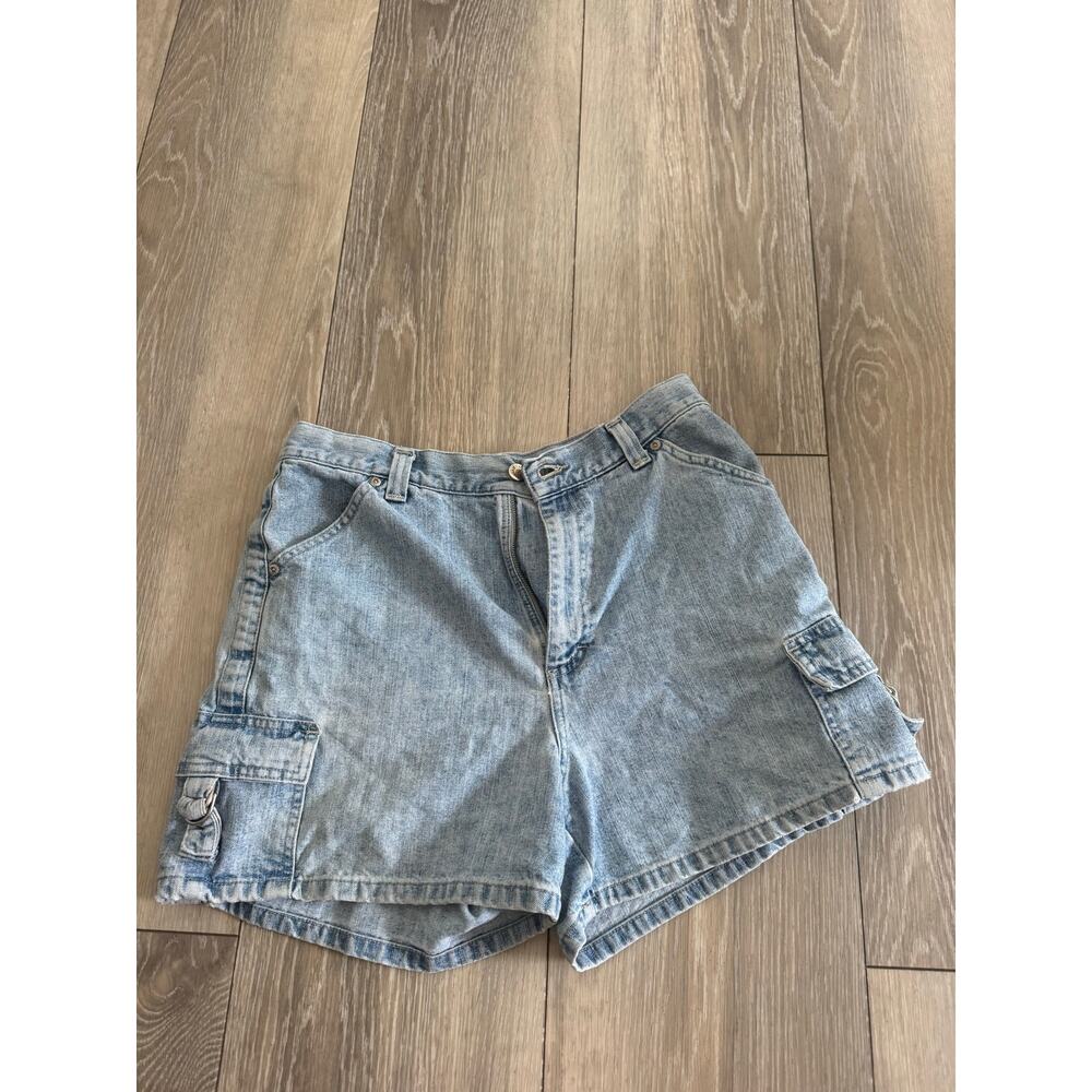 Vintage Lee Light Wash Denim Cargo Shorts | High Rise Utility - Picture 9 of 9